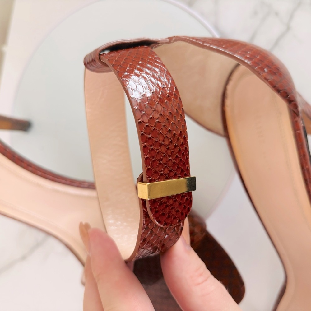 Authentic Celine Embossed Python Brown / Burgandy… - image 5